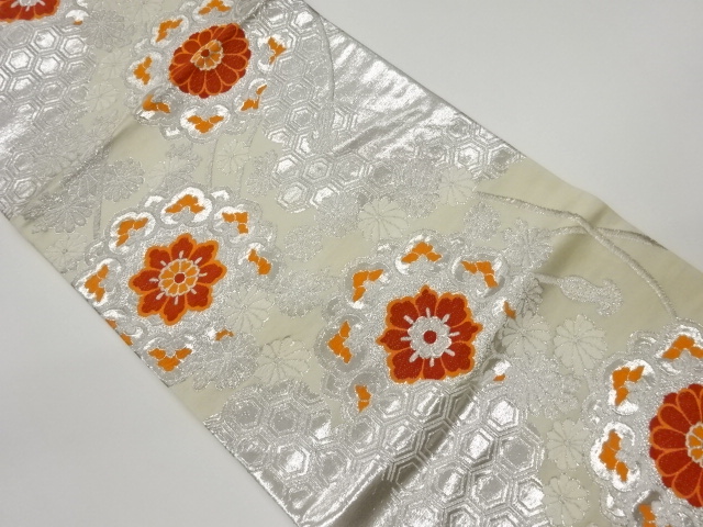 華紋に房・菊模様織出し袋帯